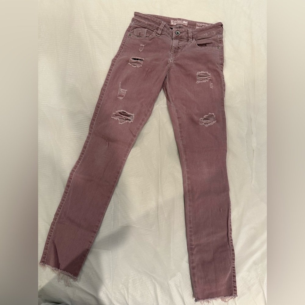 Guess Skinny Jeans Rosie Pink,ankle length with distress, stretch fit size 24